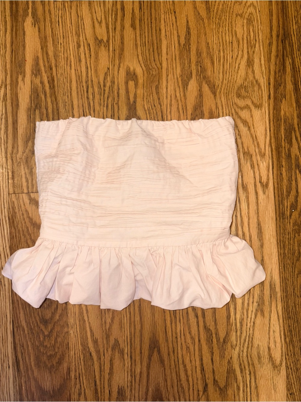 H&M Divided Light Pink Smocked Strapless Peplum Tube Top Size XS